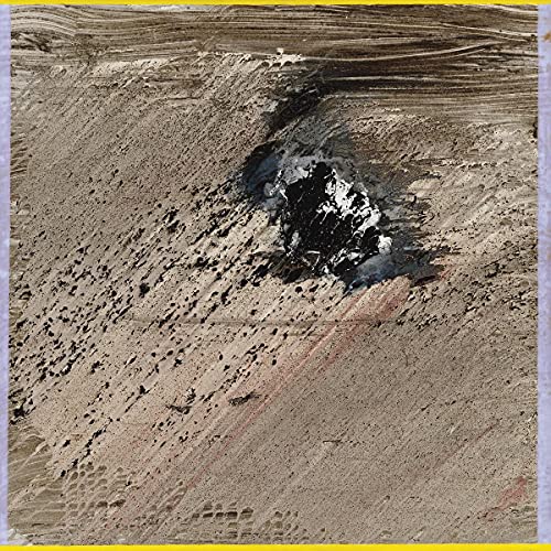 Vinyl record cover with abstract beige and black textured design.