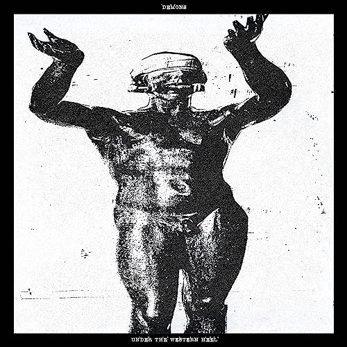 Black and white album cover featuring a statue with raised arms.
