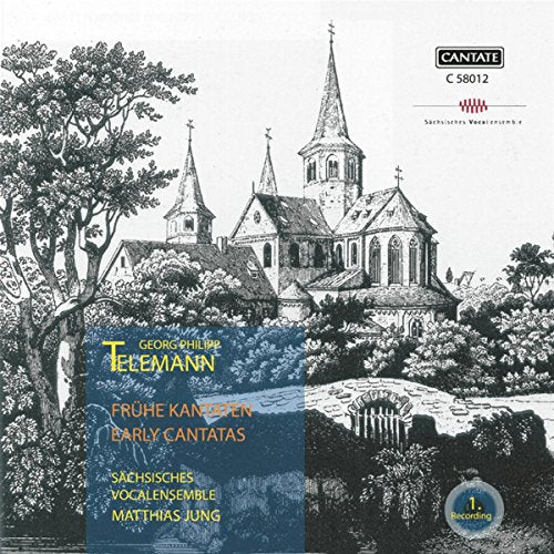 CD cover for Telemann’s “Frühe Kantaten” featuring a church illustration.