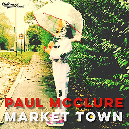 CD cover: person with clear umbrella on a rural road.