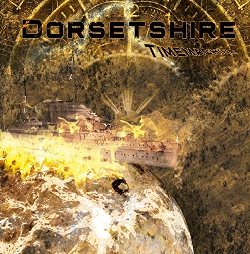 CD cover: ship engulfed in flames before a clock and planet.