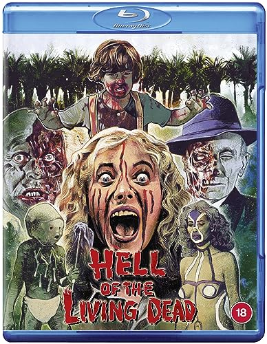 Blu-ray cover for "Hell Of The Living Dead" featuring zombie figures.
