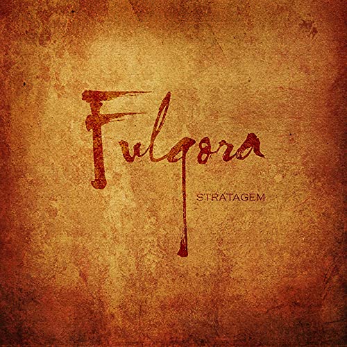 Fulgora - Stratagem vinyl album cover with textured, reddish-brown background.