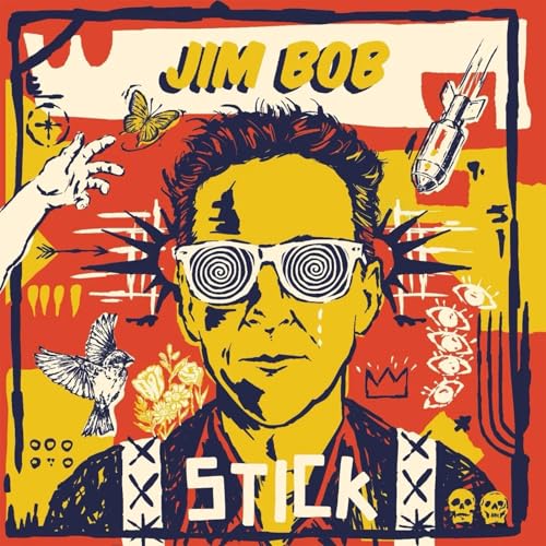 CD cover for Jim Bob's "Stick" featuring illustrated portrait and surreal imagery.