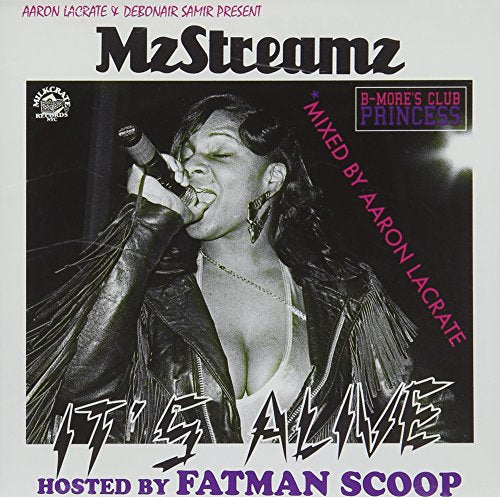 CD cover: Mz Streamz singing into a microphone, purple text.