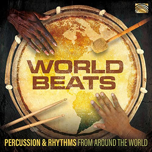 CD cover: a drum with hands, sticks, and a world map design.