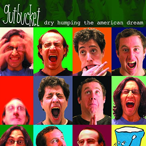 CD cover with a grid of exaggerated, expressive faces in bright colors.