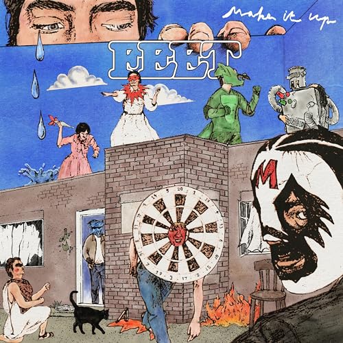 Album cover for "FEET - Make It Up" with surreal, colorful imagery.
