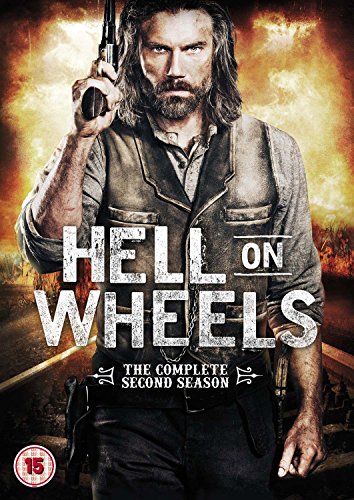 DVD cover for "Hell On Wheels - Season 2" featuring a bearded man with a gun.