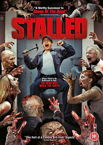 DVD cover for "Stalled," showing a man on a toilet surrounded by zombies.