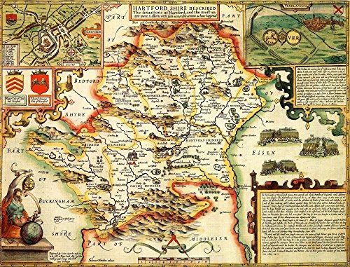 Hertfordshire Historical 1610 Map 1000 Piece Puzzle