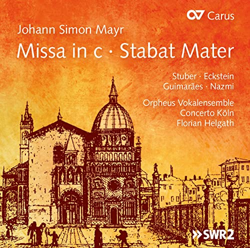 CD cover for "Missa in c - Stabat Mater" with church illustration.