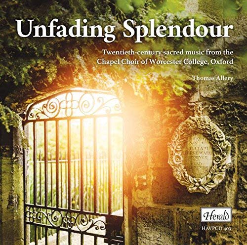 CD cover: ornate gate, sunlight, and text “Unfading Splendour.”