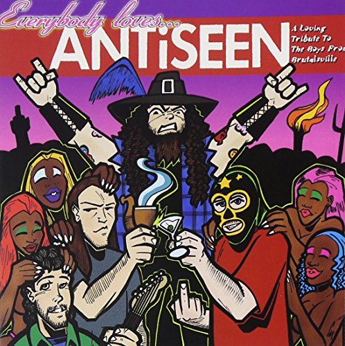 CD cover: Cartoon illustration of a group with raised hands and masks.