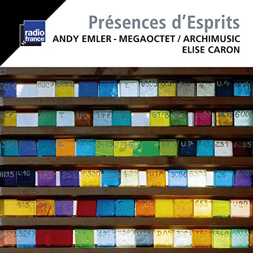 CD cover for "Présences d'Esprits" by Megaoctet, featuring colorful film reels.