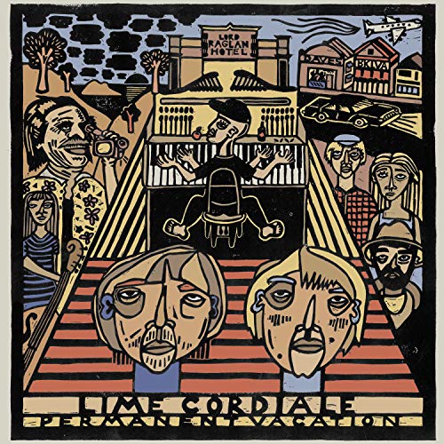 CD cover for Lime Cordialeās āPermanent Vacationā with illustrated figures and buildings.