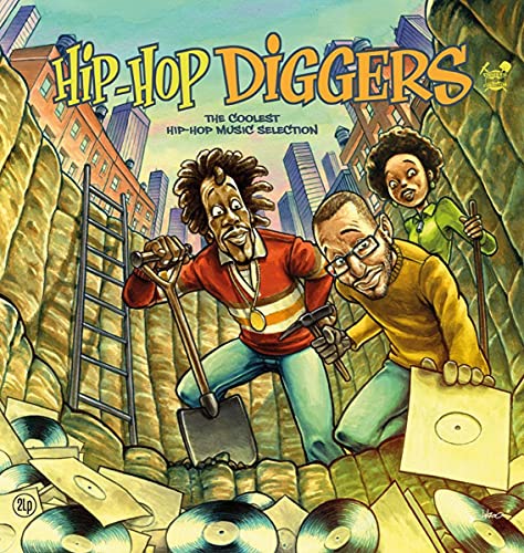 “Hip-Hop Diggers” vinyl album cover: cartoon people digging for records.