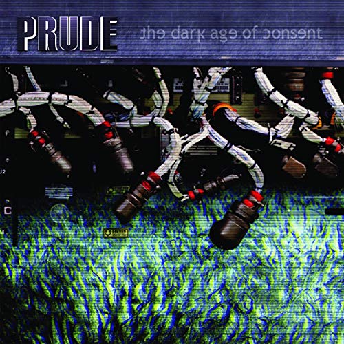 CD cover for "Prude" with robotic arms and glitch effect.