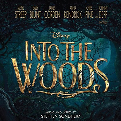 “Into the Woods” soundtrack CD cover with cast names and forest imagery.