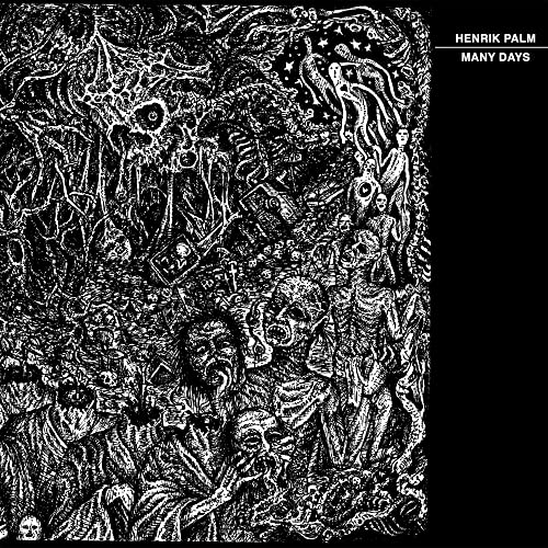 Black and white album cover with densely detailed, surreal figures and text.