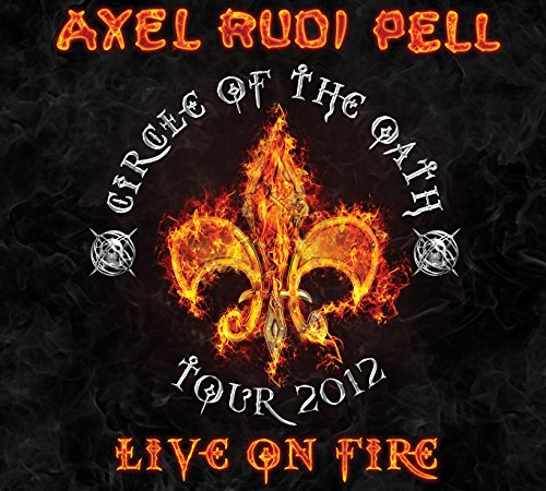 Album cover for Axel Rudi Pellās āLive On Fireā featuring a flaming fleur-de-lis.