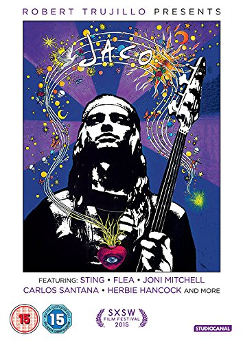 DVD cover for "Jaco," featuring a portrait of Jaco Pastorius with colorful swirls.