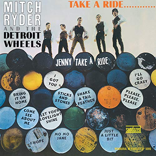 Album cover for Mitch Ryder & The Detroit Wheels, featuring band members and buttons.