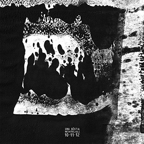 Black and white abstract vinyl record cover with splattered ink effect.