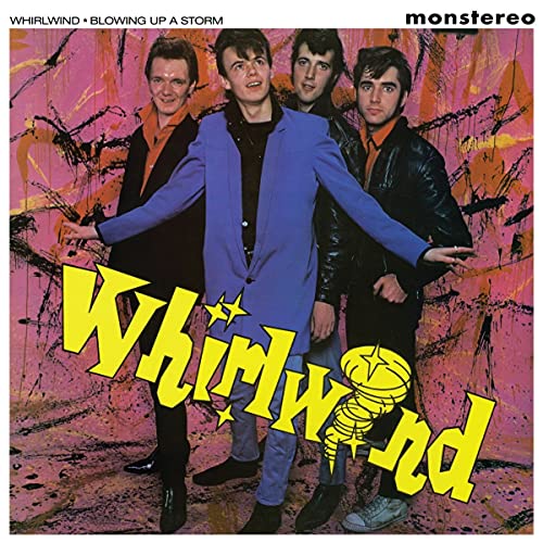 Album cover featuring four men in suits against a bright orange and pink background.