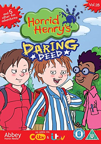 Horrid Henry" DVD cover featuring Henry and friends, cartoon style.