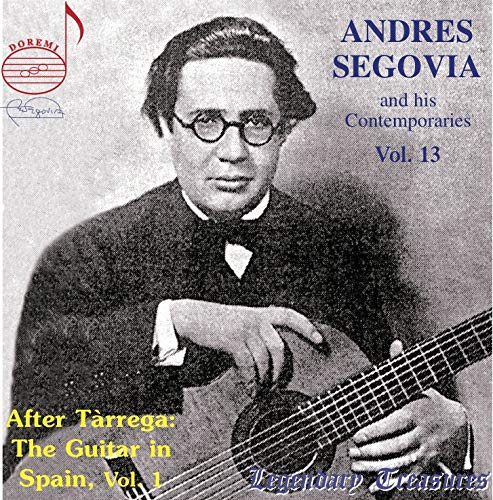 Andres Segovia portrait on CD cover, playing a classical guitar.