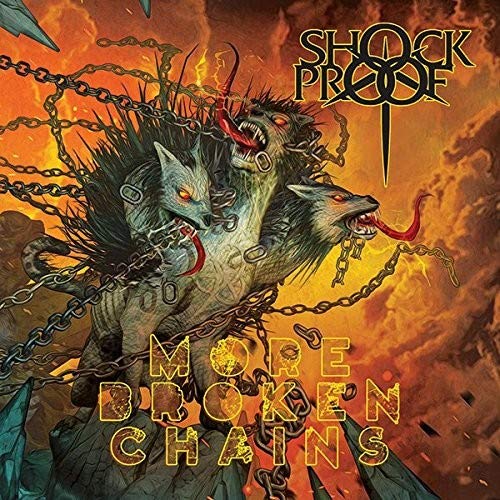 CD cover: Three-headed dog with chains, fiery background, text "More Broken Chains".