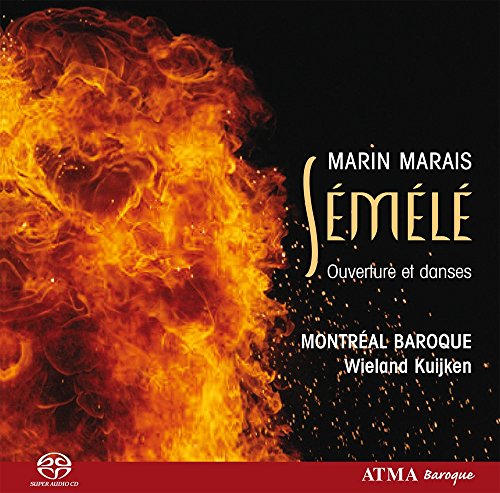 CD cover for “Sémélé” by Marin Marais, featuring fiery imagery.