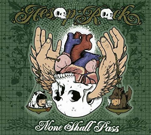 Aesop Rock album cover: skull with organs, hands, and animal figures.