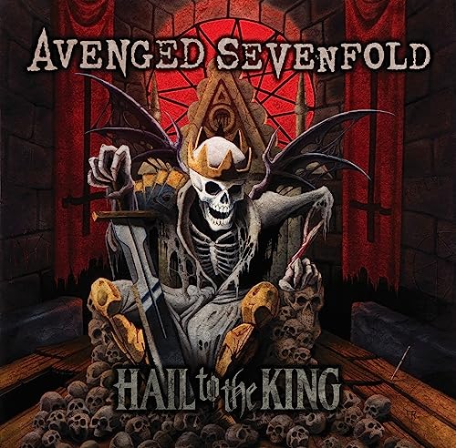 Avenged Sevenfold album cover: skeletal king on a throne of skulls.