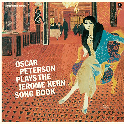 Oscar Peterson album cover: illustrated woman in a red room.