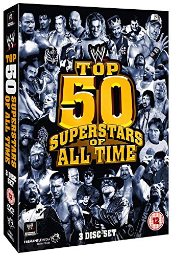 WWE “Top 50 Superstars of All Time” DVD cover with many wrestlers.