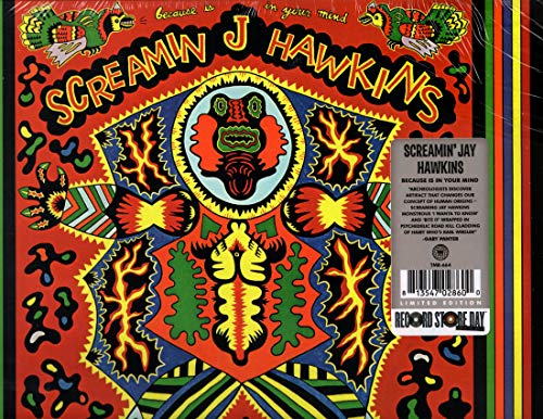 Vinyl record cover: colorful, psychedelic art with text “Screamin’ Jay Hawkins.”