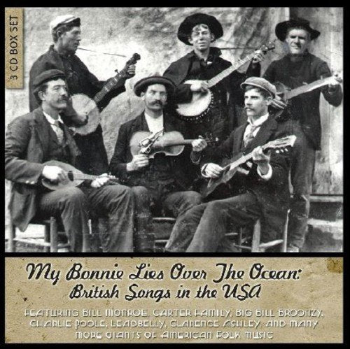 Vintage photo of musicians with banjo and guitar, CD title "My Bonnie Lies...