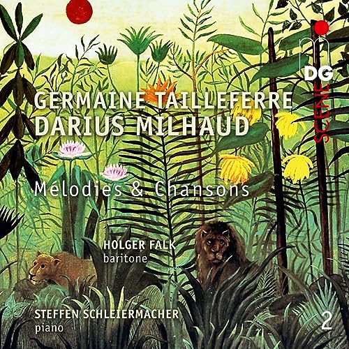 CD cover: lush green jungle scene with animals and composer names.