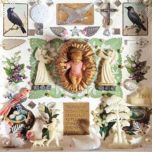 CD cover with collage of birds, angels, and religious figurines.