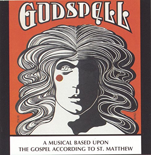 Godspell" CD cover with swirling hair and half-face illustration.