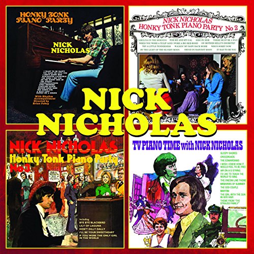 CD cover featuring musician Nick Nicholas at a piano, with colorful artwork.