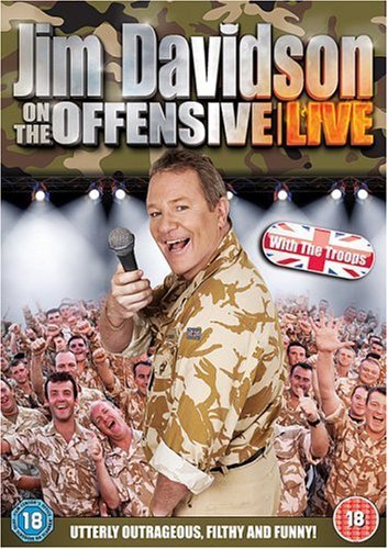 Jim Davidson performing stand-up with soldiers, DVD cover art.