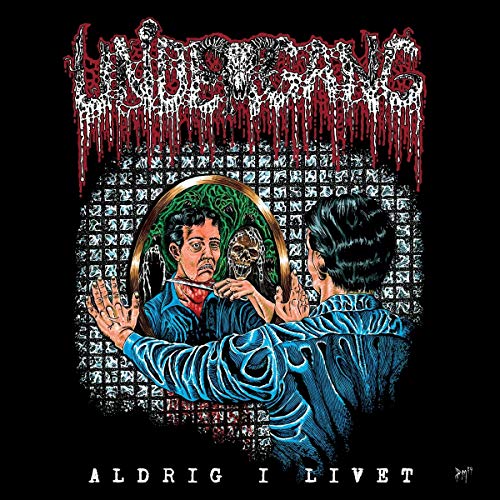 Dark album art depicting a man looking at his skeletal reflection.