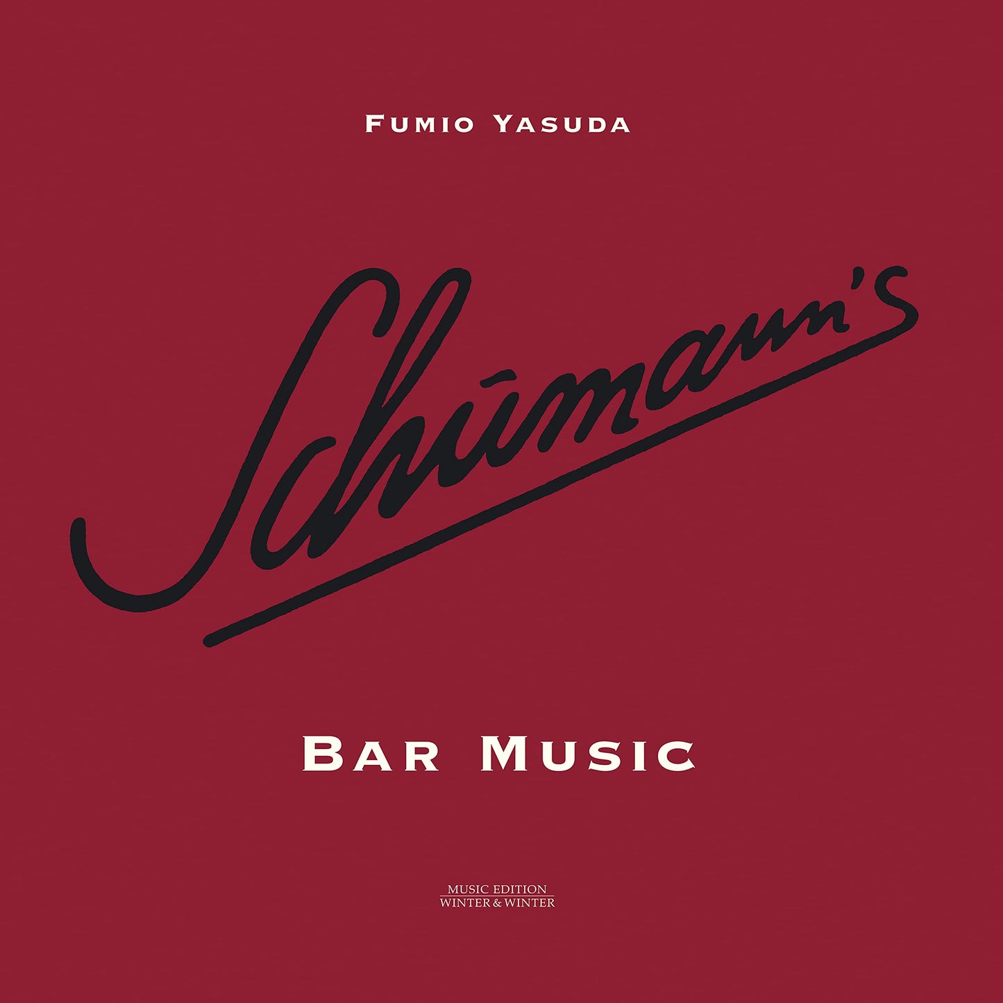 Red album cover with white script reading "Schumann's" and "BAR MUSIC".