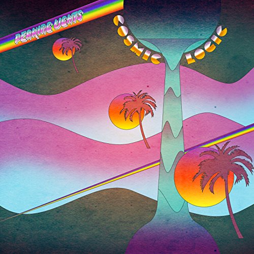 Album cover: Peaking Lights - Cosmic Logic, featuring palm trees and sunsets.
