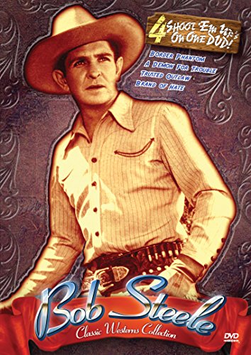 Bob Steele in a cowboy hat on a DVD cover for classic Westerns.