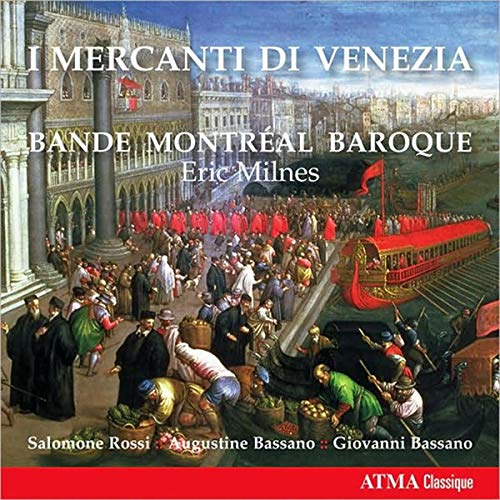 CD cover: Baroque painting of Venice, text "I Mercanti di Venezia", musicians listed.