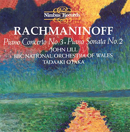 CD cover for Rachmaninoff piano concertos with abstract, colorful artwork.